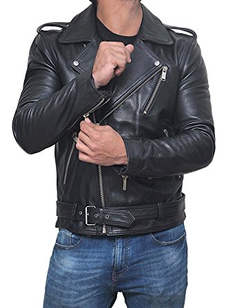 Stylish Belted Rider Leather Jacket Black