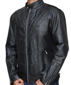 Alternative view of Batman Logo Knight Quilted Leather Jacket
