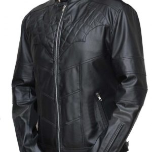 Alternative view of Batman Logo Knight Quilted Leather Jacket