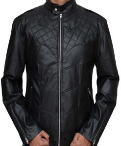 Batman Logo Knight Quilted Leather Jacket