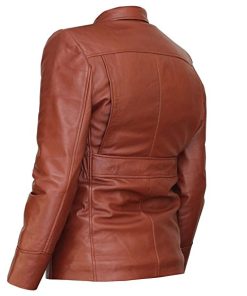 Alternative view of Katniss Everdeen Hunger Games Real Brown Leather Jacket