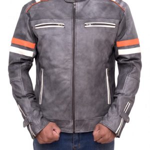 Men Biker Vintage Cafe Racer Retro Jacket