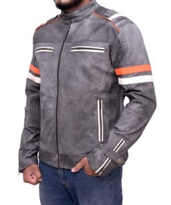 Alternative view of Men Biker Vintage Cafe Racer Retro Jacket
