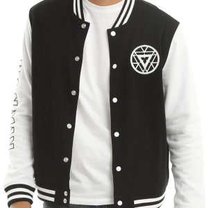 Specifications Material: Varsity Jacket Material: Fleece Collar: Round Collar Sleeve: Full Sleeves Closure: Button Closure Pockets: Front Pockets And Inside Pocket Color: Black & White