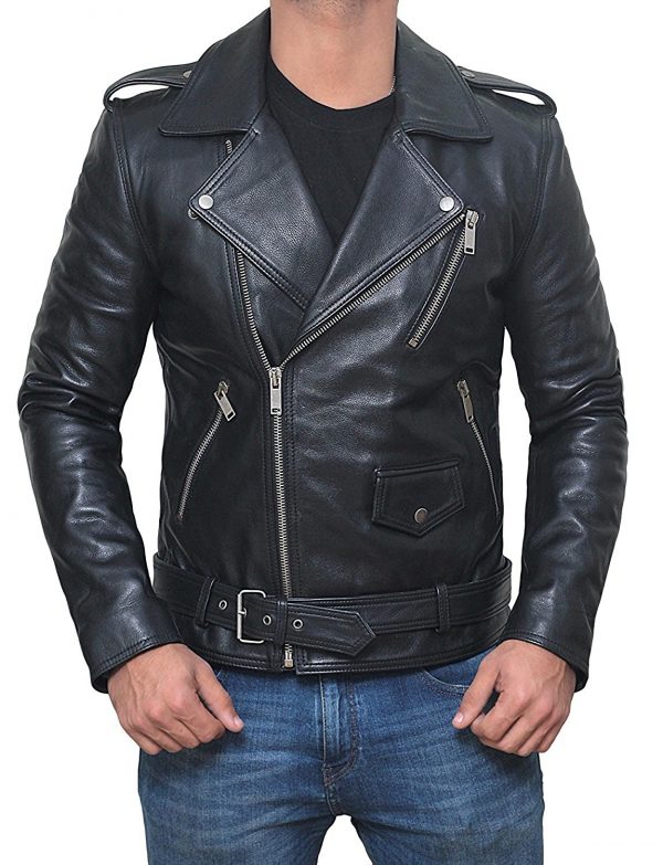 Stylish Belted Rider Leather Jacket Black - CelebsCostumes