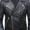 Stylish Belted Rider Leather Jacket Black