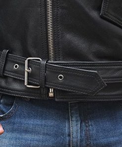 Stylish Belted Rider Leather Jacket Black