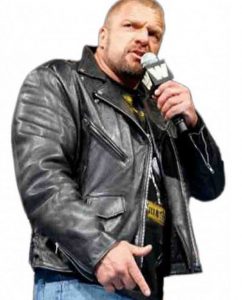 Triple H WWE Superstar Black Leather Jacket