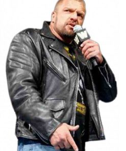 Triple H WWE Superstar Black Leather Jacket