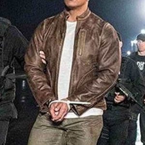 Alternative view of Dwayne Johnson Rampage Brown Distressed Leather Jacket