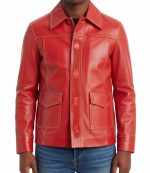Brad Pitt Fight Club Red Leather Coat