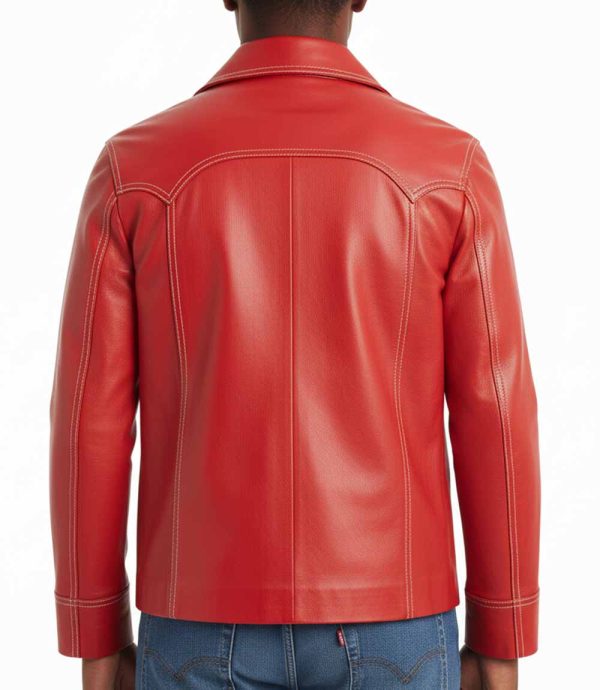 Brad Pitt Fight Club Red Leather Coat