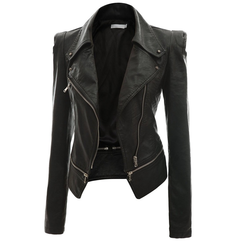 black leather jacket women