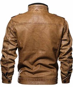 Alternative view of Mens Casual Long Sleeve Zip Up Distressed Faux Leather Moto Jacket