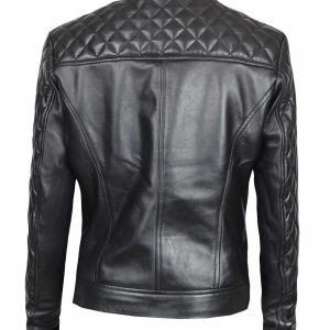 Alternative view of Slim Fit Quilted Leather Jacket For Women
