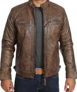 Vintage Distressed Brown Mens Leather Jacket