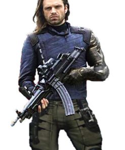 Alternative view of Avengers Infinity War Bucky Barnes Leather Jacket