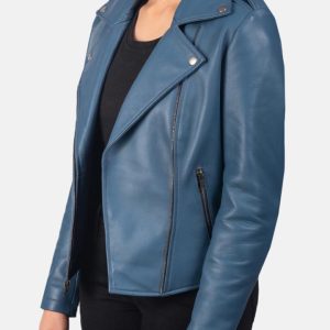 Alternative view of Blueberry Motorcycle Leather Jacket