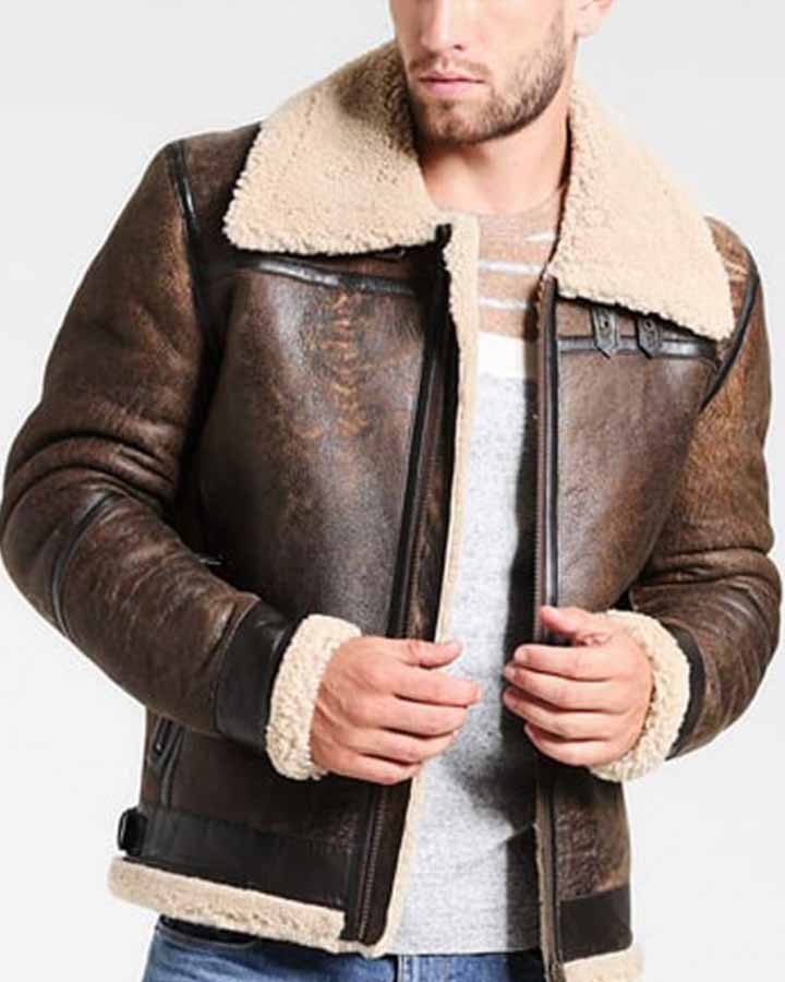 mens leather shearling jacket
