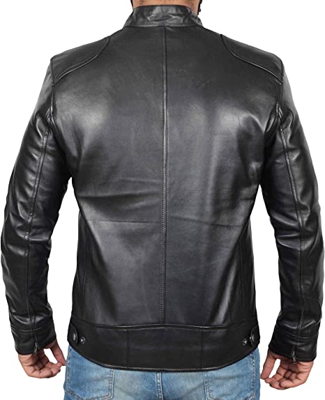 mens black fashion leather jacket