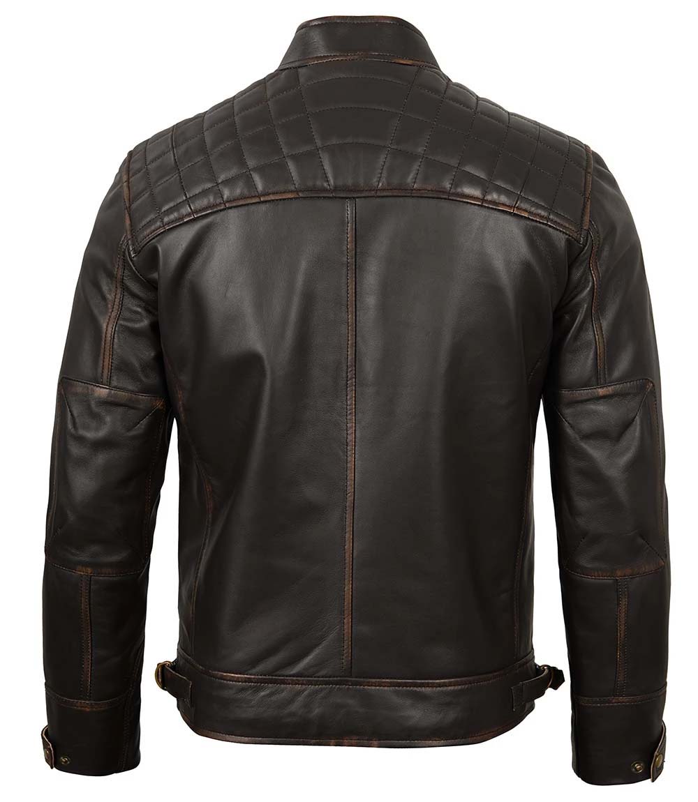 Brown Leather Jacket Mens Biker Distressed | Free Shipping