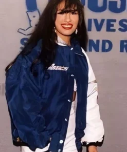 American Singer Selena Quintanilla Blue White Bomber Jacket