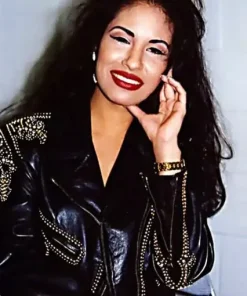 Selena Quintanilla Black Leather Coat
