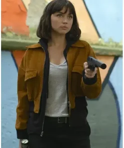 Alternative view of Ana de Armas The Gray Man Bomber Leather Jacket