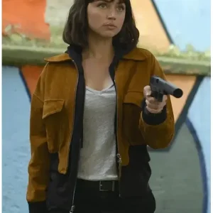Alternative view of Ana de Armas The Gray Man Bomber Leather Jacket