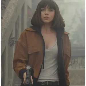 Ana de Armas The Gray Man Bomber Leather Jacket