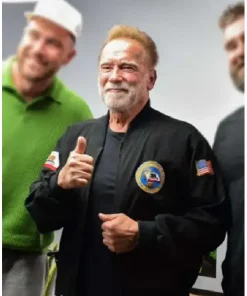 Alternative view of Arnold Schwarzenegger New Heights Show 2024 Black Jacket