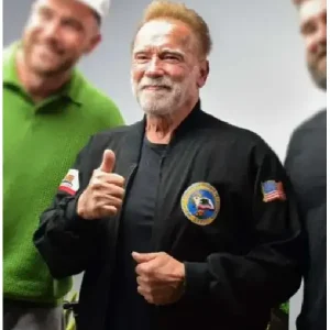 Alternative view of Arnold Schwarzenegger New Heights Show 2024 Black Jacket