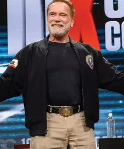Arnold Schwarzenegger New Heights Show 2024 Black Jacket