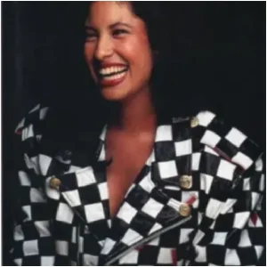 Buy Selena Quintanilla Black & White Check Print Leather Jacket For Women