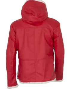 Christmas Costume Santa Leather Coat with Hood BCK