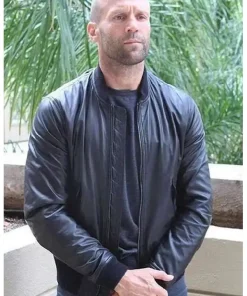 Jason Statham Black Bomber Leather Jacket