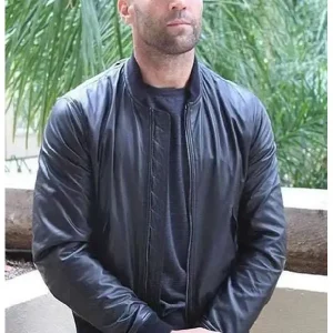 Jason Statham Black Bomber Leather Jacket