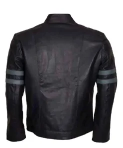 Alternative view of Men Blue Stripe Mayhem Retro Black Biker Jacket