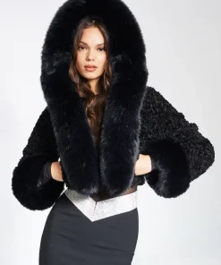 Miss Circle Kali Cropped Faux Fur Jacket
