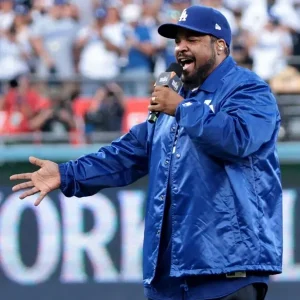 Recreated – Ice Cube Los Angeles Dodgers Satin Blue Starter Coach Jacket