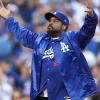 Recreated – Ice Cube Los Angeles Dodgers Satin Blue Starter Coach Jacket sale