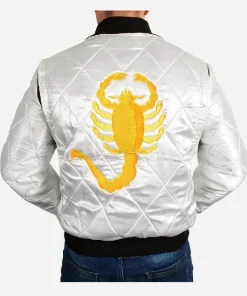 Ryan Gosling Drive Driver White Scorpion Bomber Jacket