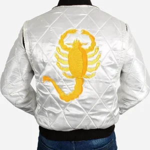 Ryan Gosling Drive Driver White Scorpion Bomber Jacket
