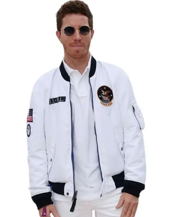 Shaun White Paris Olympics 2024 White Bomber Jacket