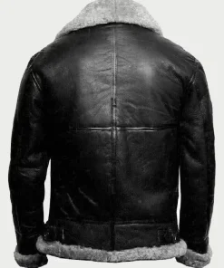 Alternative view of B3 Bomber Black Fur Pilot Leather Jacket