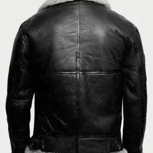 Alternative view of B3 Bomber Black Fur Pilot Leather Jacket