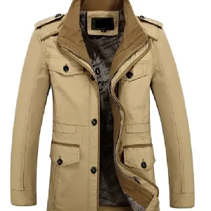 Classic Khaki Winter Military Coat