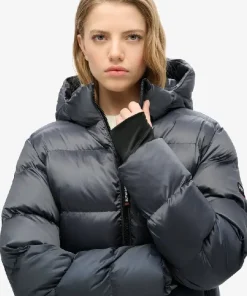 Hooded Luxe Sports Puffer Black Jacket (1)