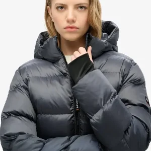 Hooded Luxe Sports Puffer Black Jacket (1)