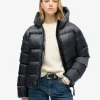 Hooded Luxe Sports Puffer Black Jacket